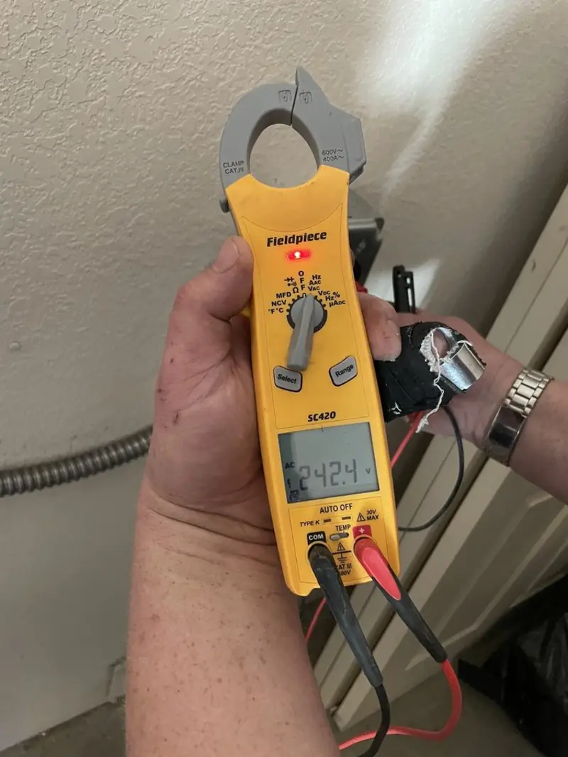 Voltage testing with clamp meter during Hot Tub / Pool Electrical Wiring in Pembroke